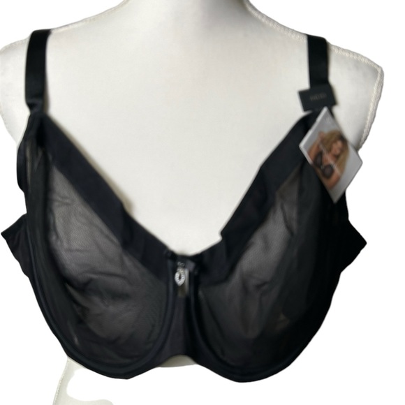 CURVY COUTURE black sheer mesh style 1311 unpadded underwire bra size 44DD NWT - Picture 13 of 13